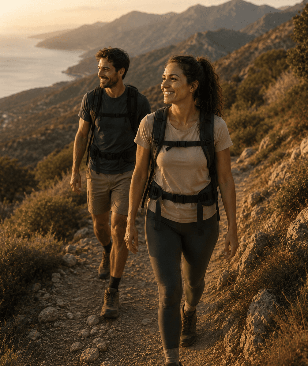 A couple hiking